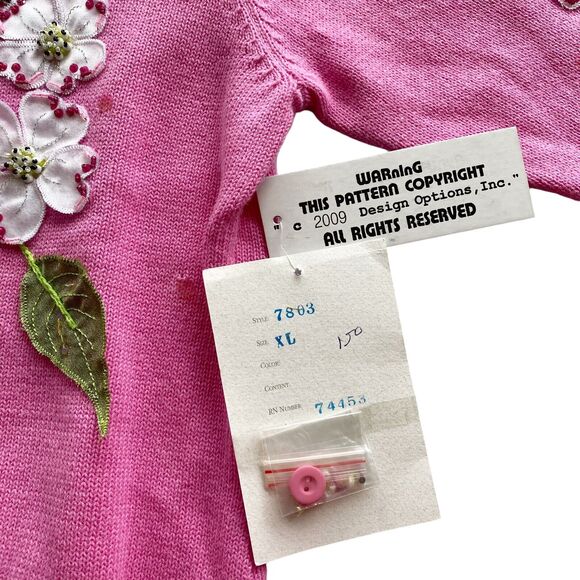 Design Options By Philip & Jane Gordon Sweater Ex-Large Pink Cardigan Sequin NEW - Picture 8 of 9
